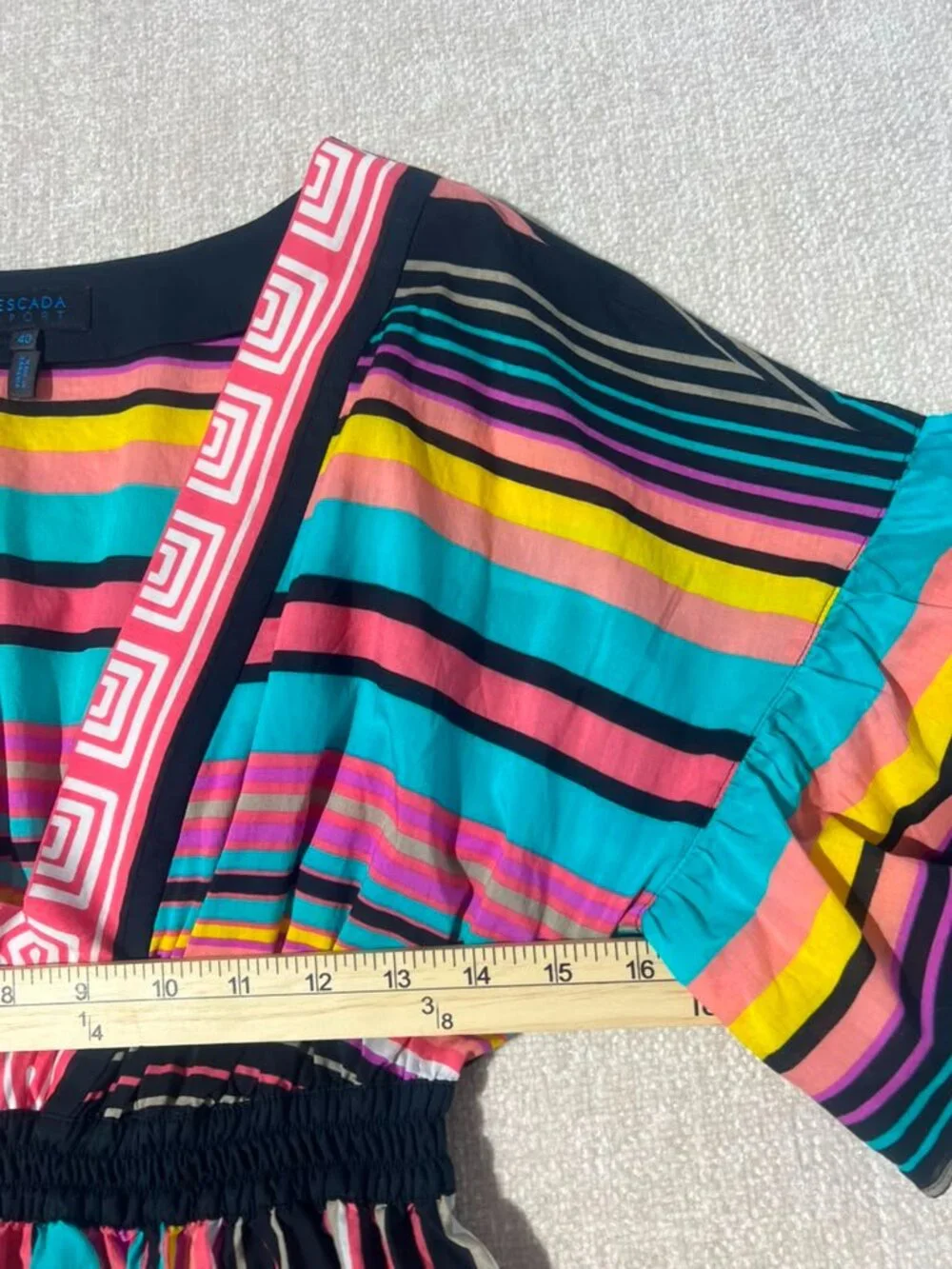 Escada Sport Multicolor Striped Cotton V-Neck Tunic Top EU 40 - Picture 4 of 7